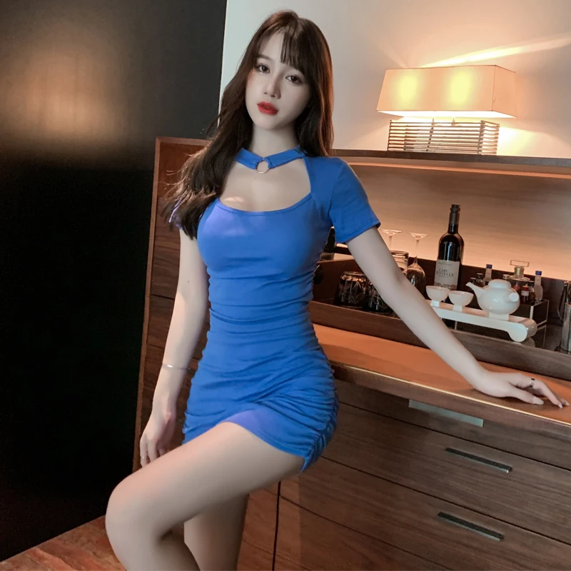 

Сексуальная короткая юбка с глубоким вырезом и лямкой на шее, Новинка лета, сексуальное облегающее стройнящее платье для ягодиц, облегающее...