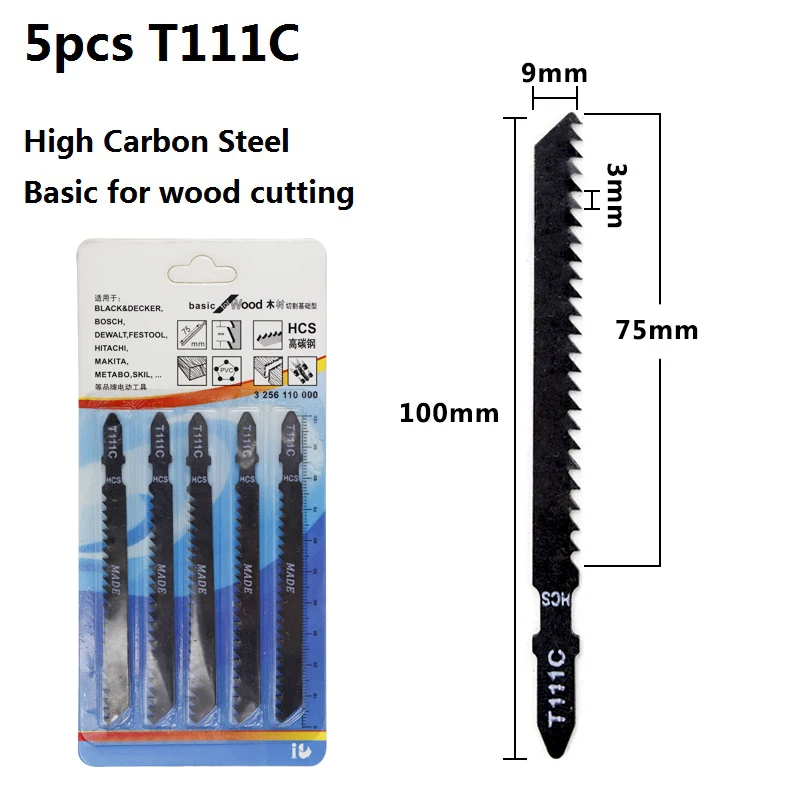 XCAN 5 шт. T111C T118A T127D T144D T244D T318A T344D лобзик из высокоуглеродистой стали для дерева/резки металла т хвостовик пилы - Цвет: 5pcs T111C