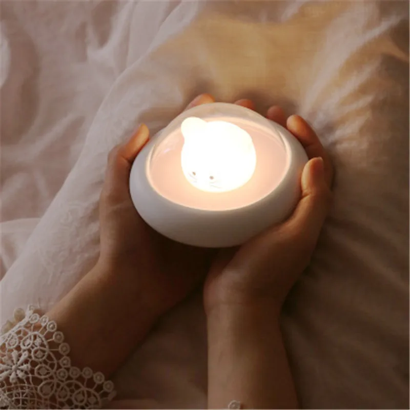 

Rechargeable Desktop LED USB Dimming Night Light Stylish Portable Space Mouse Lamp Light Cute Gift Homehold Room Decor Light