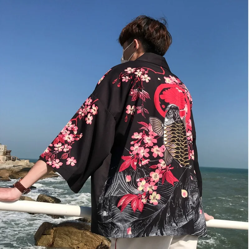Мужской кардиган кимоно Haori Yukata костюм самурая пиджак рубашка|Одежда Азии и
