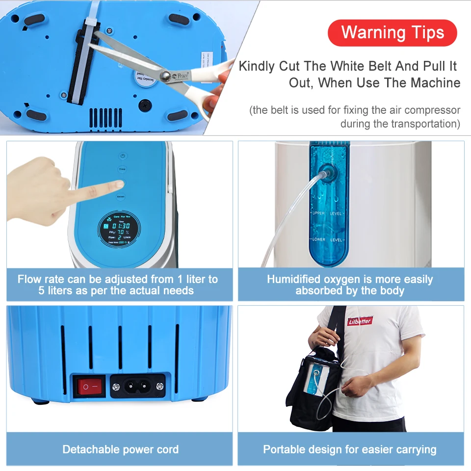 

Ce Certified Medical Oxygen Concentrator Portable 5l Adjustable Flow Outdoor Mini Oxygen Concentrator Machine With Battery