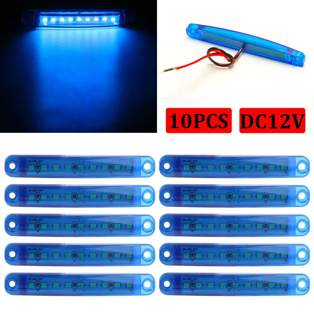 

10pcs Blue LED Truck Trailer Clearance Side Marker Van Lights 12V Waterproof Lamp For Buses/Trucks/Trailers/Lorries
