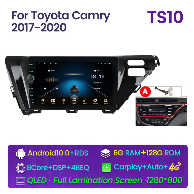 

Автомагнитола 2DIN, DVD-плеер на Android для Toyota Camry 2018, 2019, 2020, автомобильное стерео радио, автомобильное аудио, головное устройство, GPS-навигация, DSP