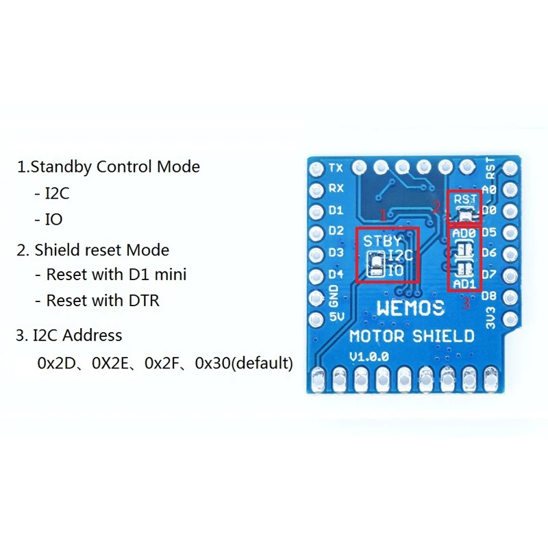 Практичный бутик WeMos для D1 Mini I2C двухмоторный драйвер защитный модуль драйвера