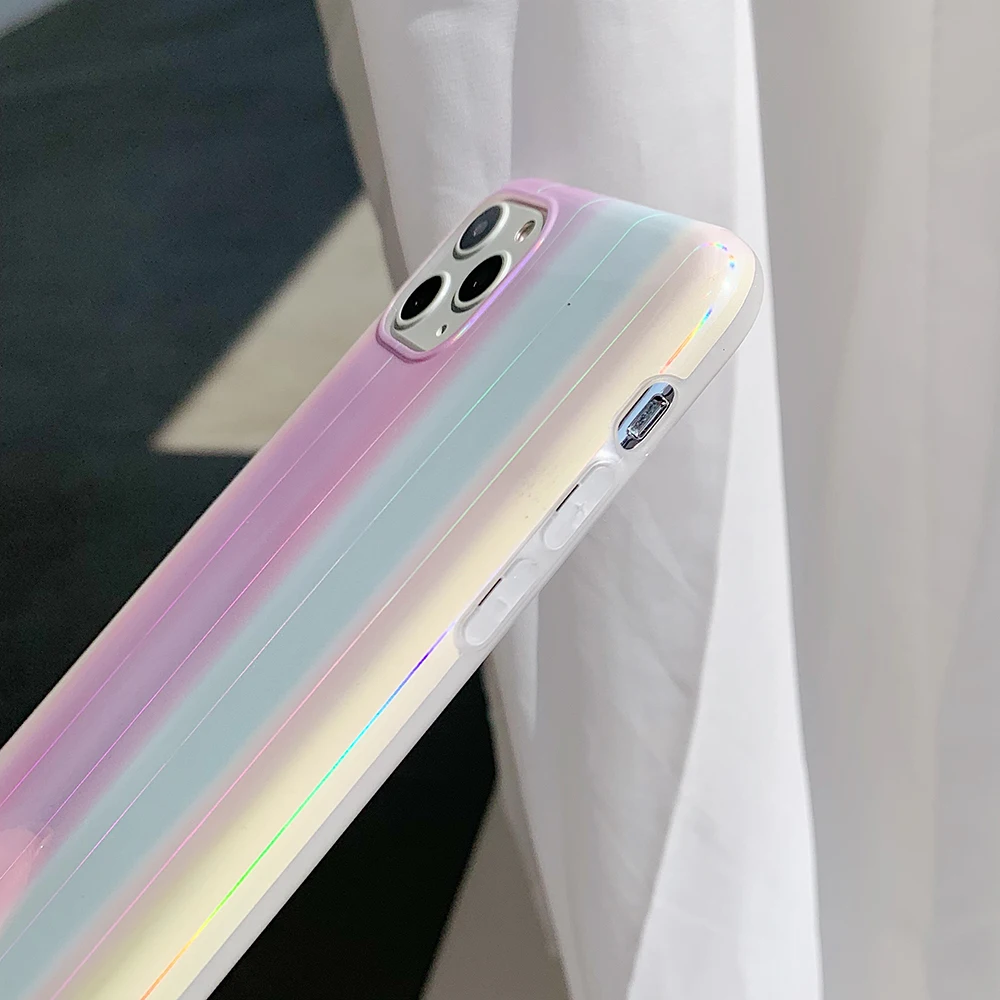 LOVECOM Роскошный чехол радужной расцветки для iPhone 12 Pro 11 Max XS XR X 6 6S 7 8 plus Аврора узор