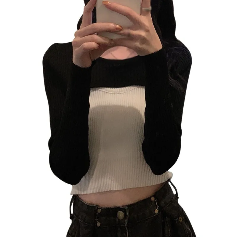 

Spring Women Knitted Top Solid Color Short Sweater Pullover Korean Fashion Jumper Tops O-Neck Cropped Sweater Pullover Crop Top