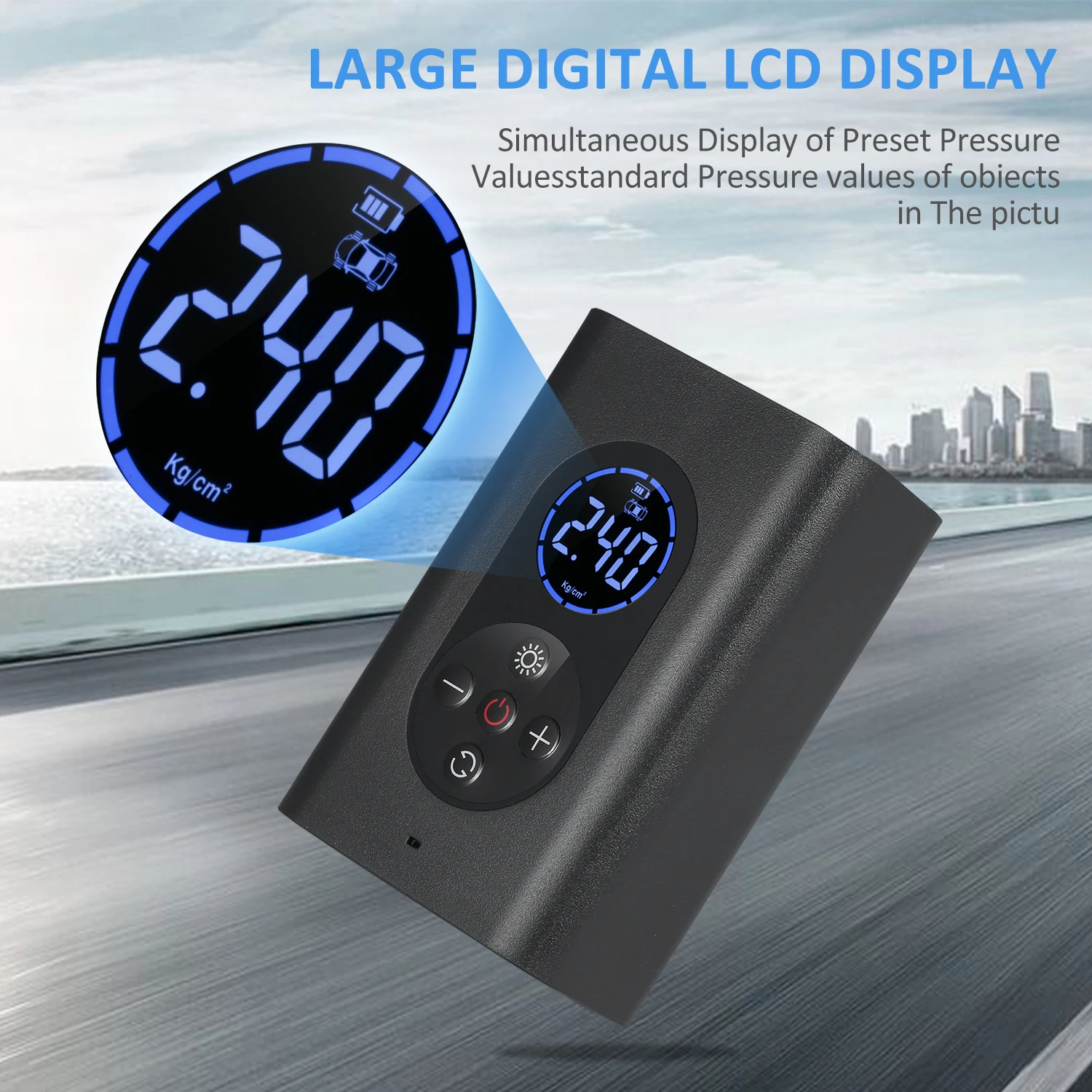 

Tire Inflator Portable Air Compressor 150PSI Electric Air Pump with Pressure Gauge LED Light 4000mAh Auto Shut Off