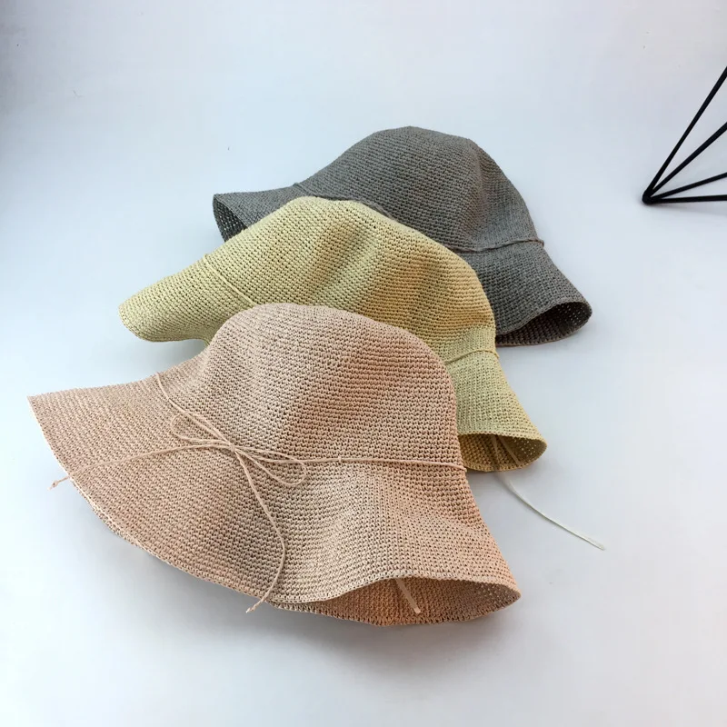 

Raffia Straw Hat Summer Ins Outdoor Beach Hepburn Sun Hats Women Multicolor UV Protection Hat Basin Cap