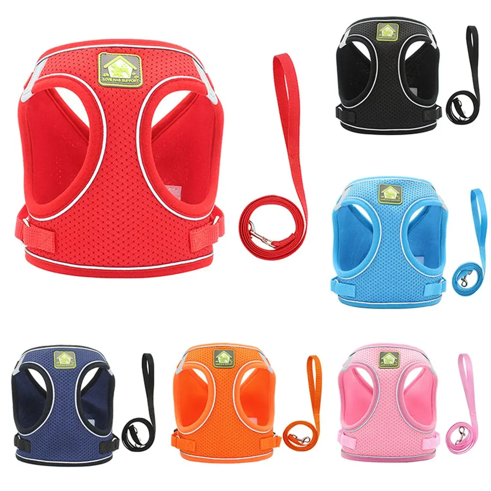 

Nylon Mesh Cat Harness Reflective Dog Vest Harness & Leash Set For Chihuahua Pug Small Medium Lead Leash For Walking