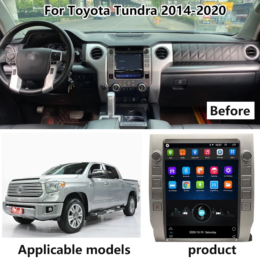 12 1 дюймовый автомобильный радиоприемник Android 11 Tesla Style экран для Toyota Tundra 2014-2020