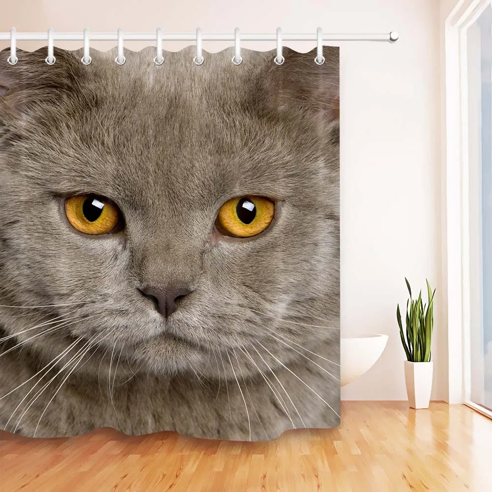 

LB Hipster Fashion Funny Cat with Sunglasses And Scarf White Shower Curtains Mildew Resistant Bathroom Fabric for Bathtub Decor