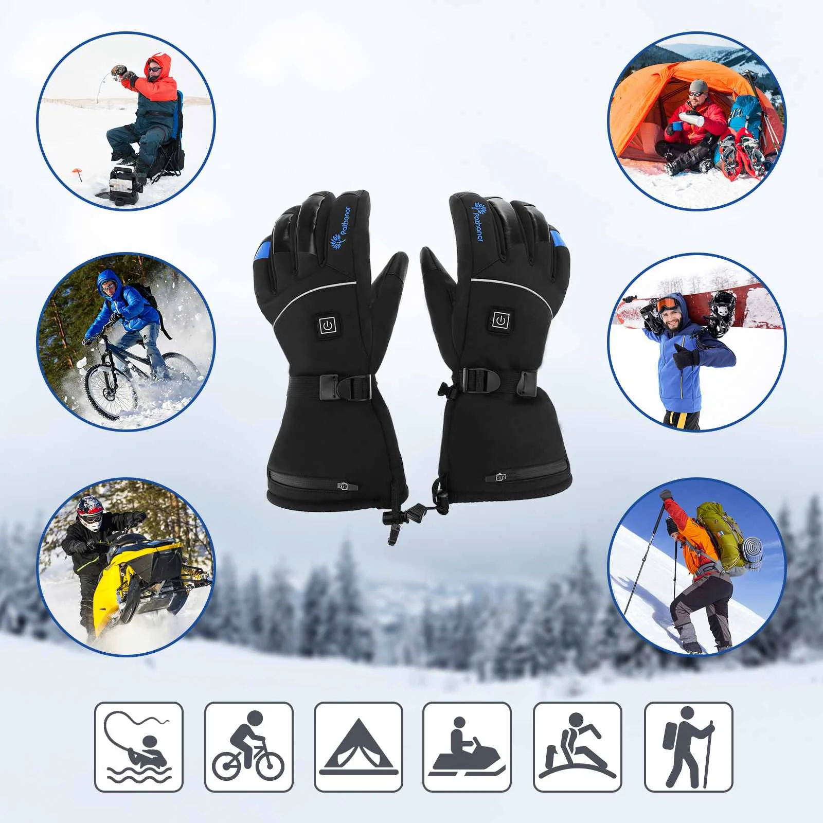 

7.4V Heating Gloves for Women Men Waterproof Windproof Winter Warmth Rechargeable with Power Bank for Winter Sports Cycling