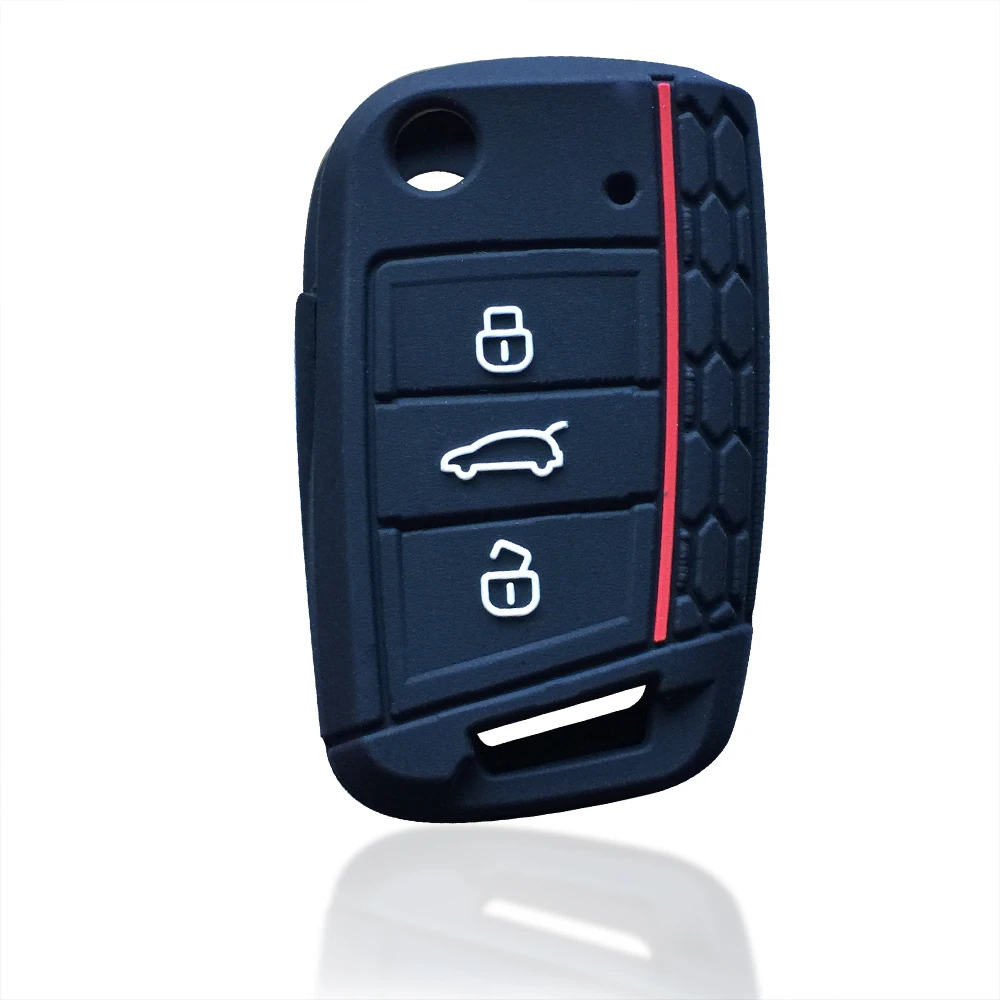 Силиконовый чехол для ключа Skoda Octavia A7 KAMIQ 2021 Rapid Karoq Fabia Seat Leon Ibiza Ateca VW Polo Golf 7 Tiguan T Roc