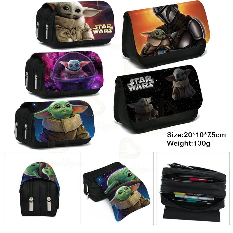 

Disney Superheroes Kids Baby Yoda Pencil Case Canvas Stretch Double Layer Large Capacity Pencil Box Cute School Stationery