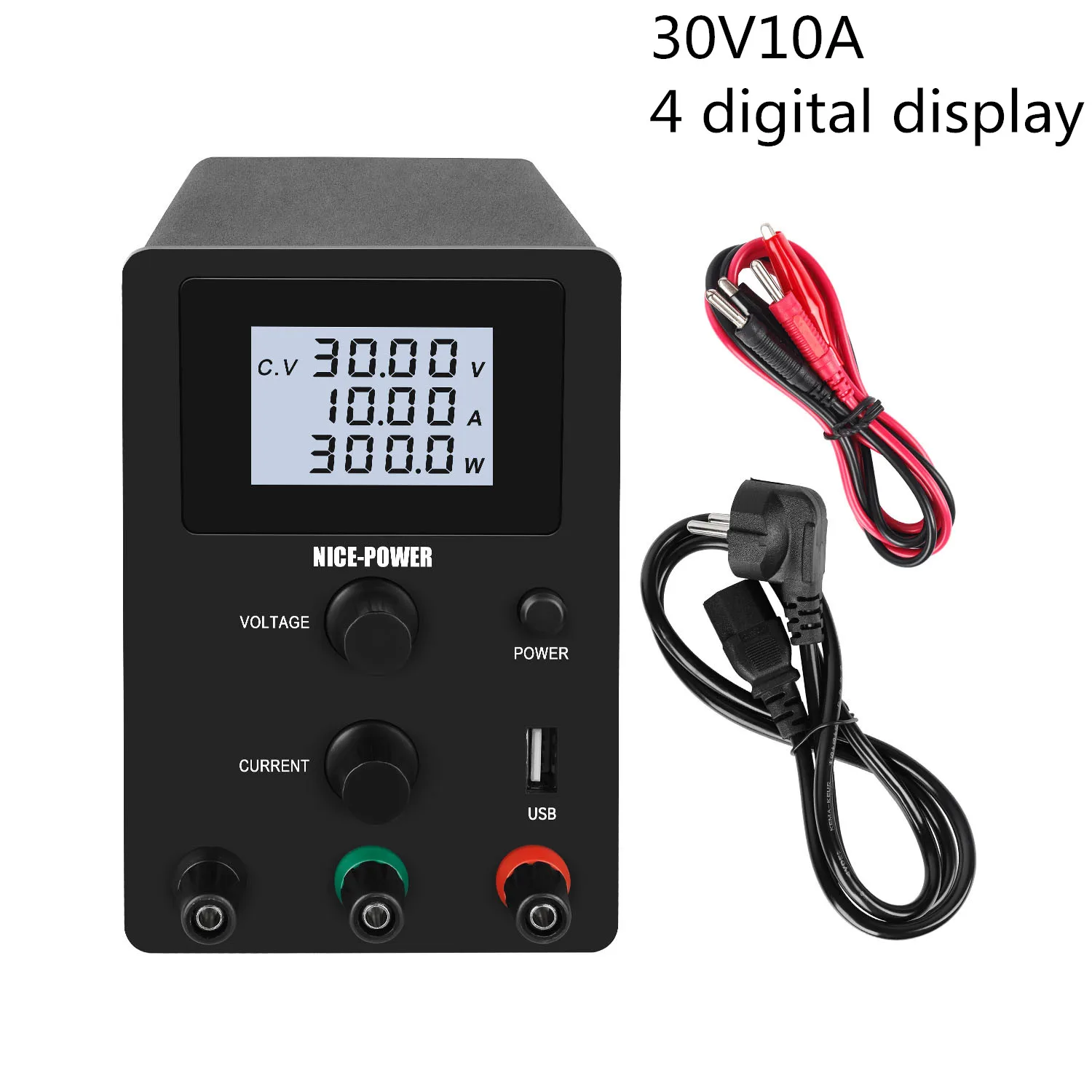 30V10A-4 digits Высокоточный Импульсный регулируемый лабораторный источник питания постоянного тока лабораторный 30 в 10 А регулятор напряжения 60 в 5 А 4 цифровой дисплей lcd USB - Цвет: 30V10A-4 digits