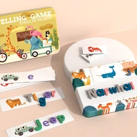wooden toy puzzle game word spelling games english 26 letters iron box recognition alphabet toddler early educational cognition