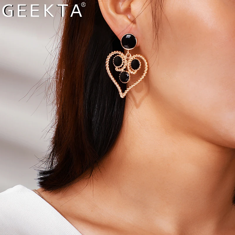 Женские серьги-гвоздики с подвеской в виде сердца | Украшения и аксессуары