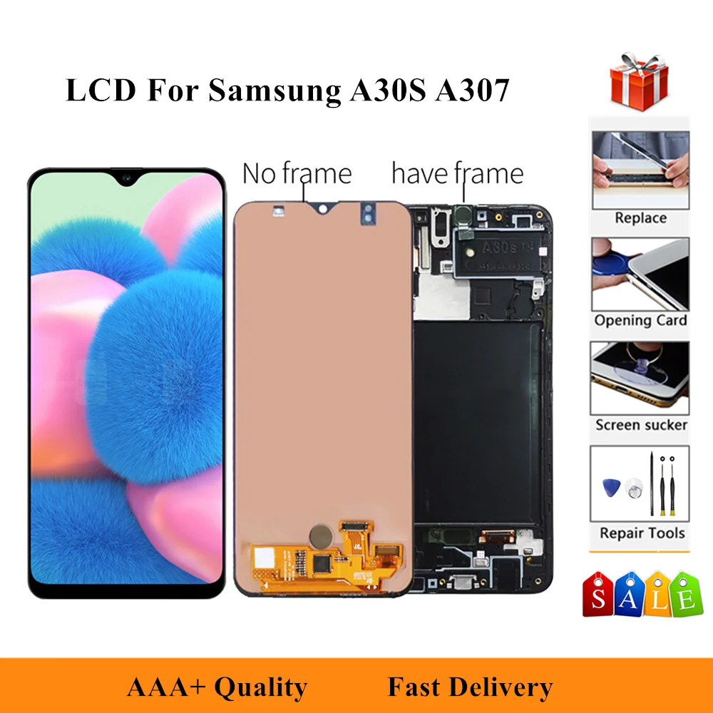 

NEW2022 AAA++ Original LCD Display For Samsung Galaxy A30s A307 A307F A307G A307YN Touch Screen Digitizer Assembly+Tools