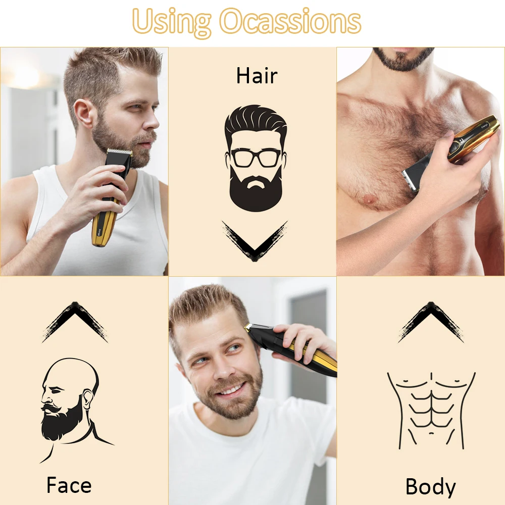 Electric Hair Clipper Set Low Noise Trimmer Cutting Machine Beard Shaver Trimer For Men Barber Hairs Shaving comb scissors | Красота и