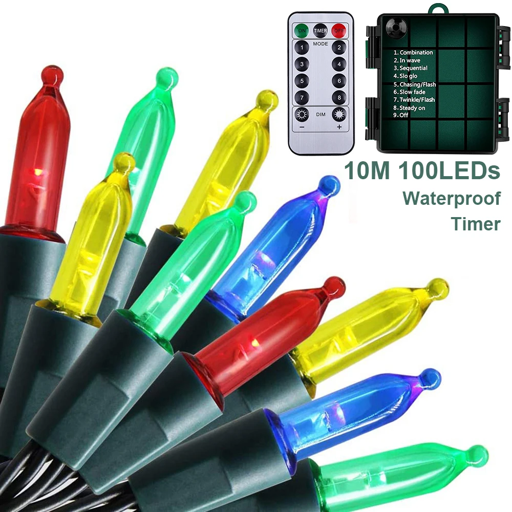 Гирлянда с зелеными лампочками накаливания праздничный комнатный шнурок