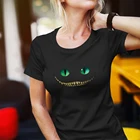 Женские футболки с большим ртом Чеширского Кота Disney, креативные свободные модные персонализированные футболки с персонажами мультфильмов, уличные футболки с аниме, Прямая поставка