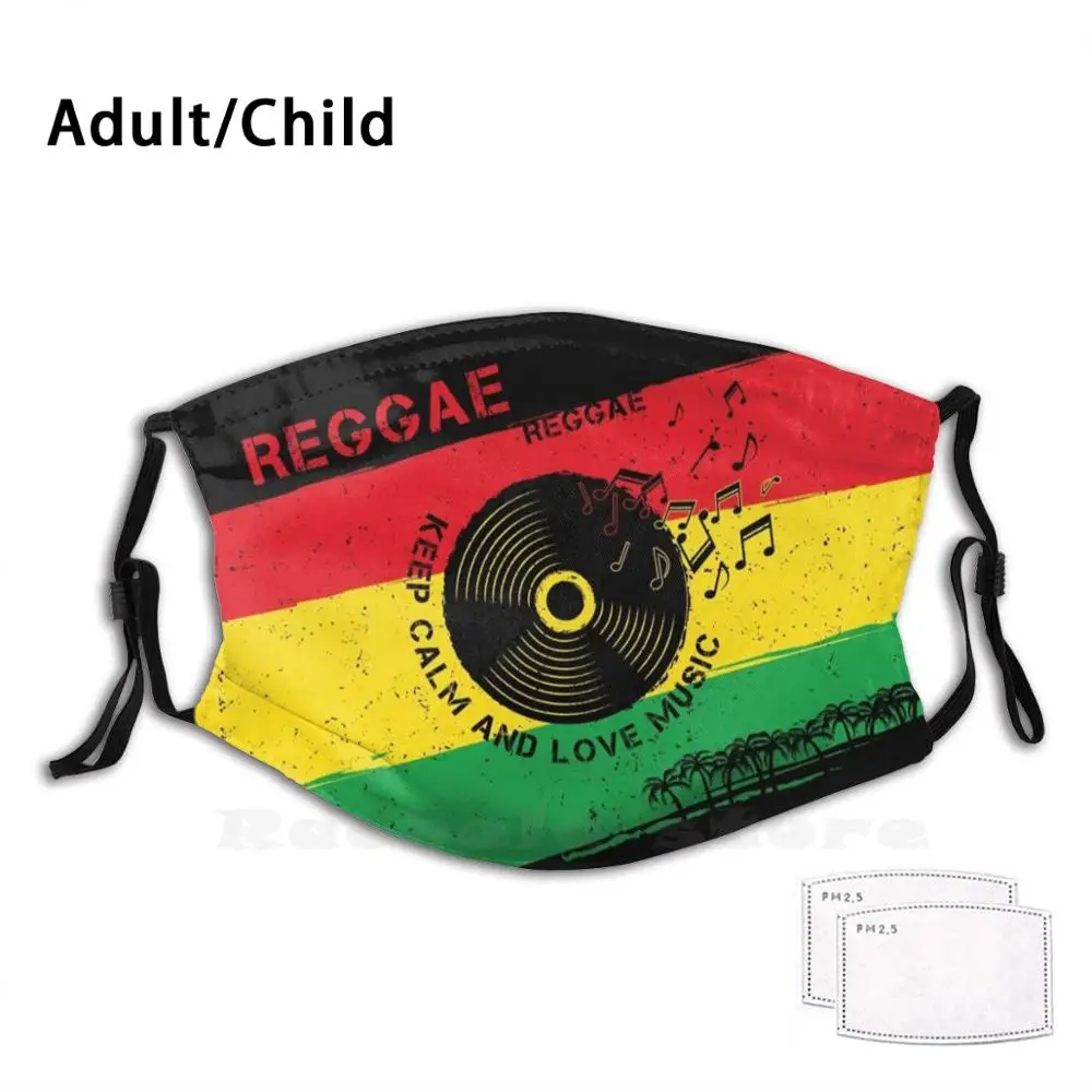 

Reggae Keep Calm Love Music Rasta Funny Print Reusable Pm2.1621 Filter Face Mask Rasta Reggae Jamaica Rasta Reggae Colours