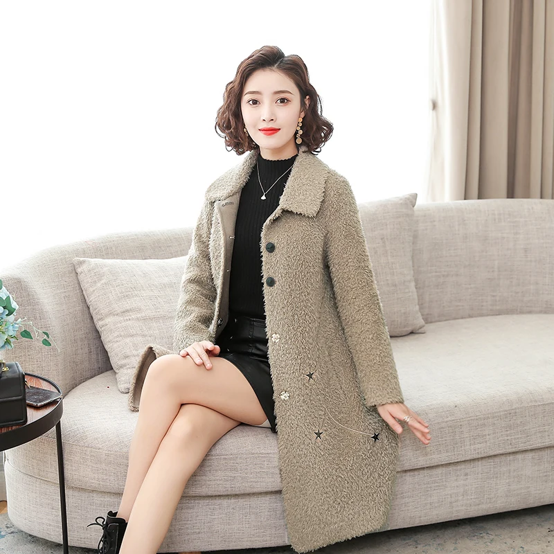 

Winter Women Warm Cozy Plush Wool Coat Wine Red Dark Gray Khaki Camel Single Breasted Thicken Thermal Woollen Fleece Overcoat