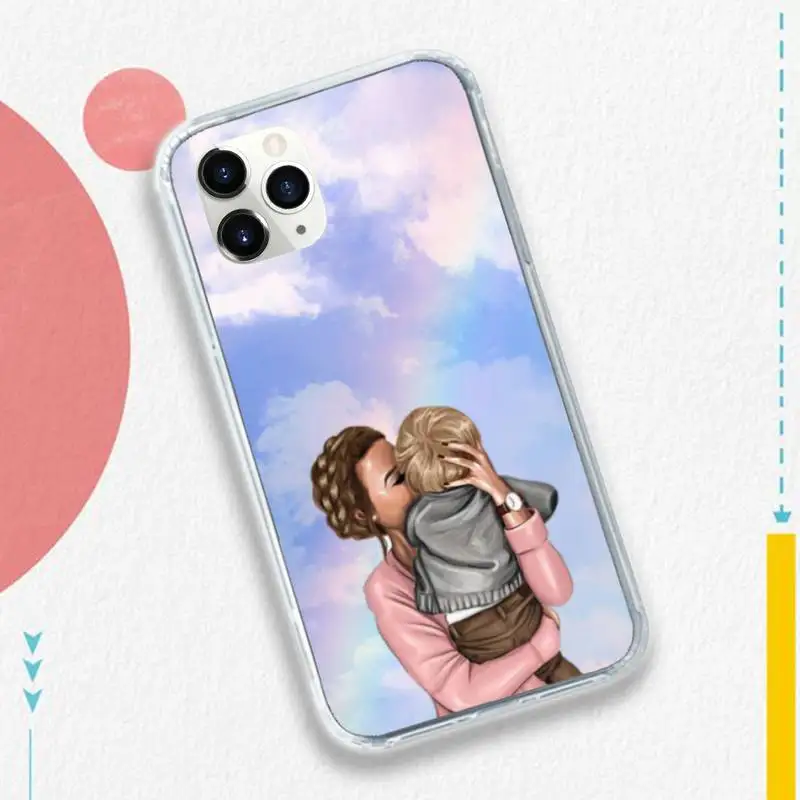 

girl Queen Mom baby sky Phone Case for iPhone 11 12 pro XS MAX 8 7 6 6S Plus X 5S SE 2020 XR
