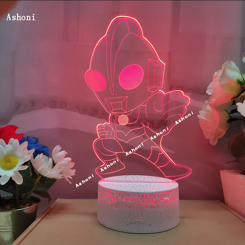 Ультрамен 3D лампа для спальни настольные лампы светильник акриловая панель USB 7