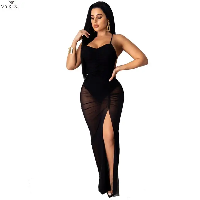 Женское прозрачное Сетчатое платье на бретельках сексуальное с открытой спиной