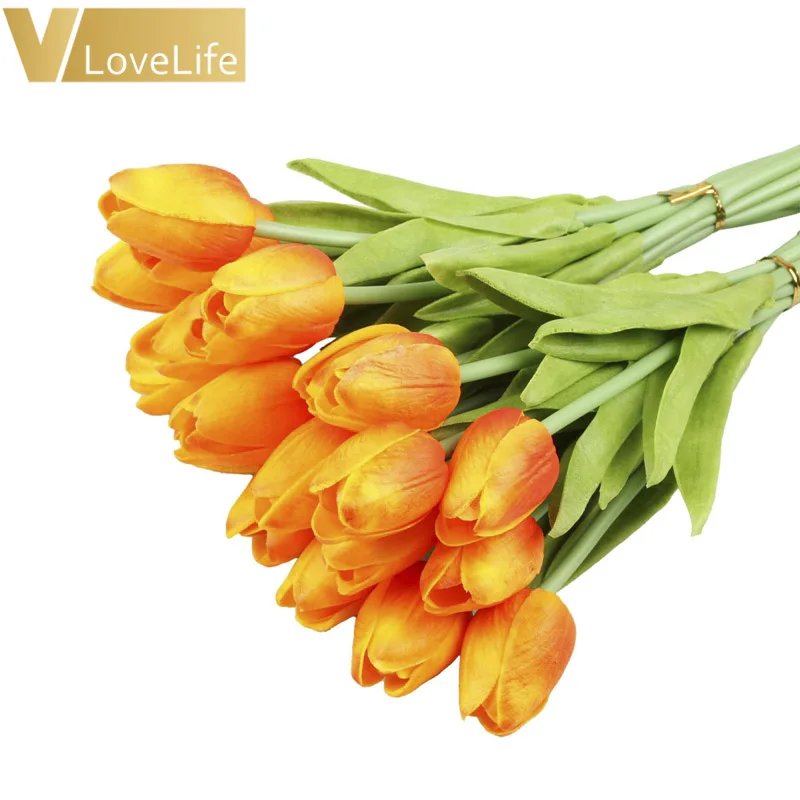 10 шт. ПУ тюльпаны искусственные шелковые цветы настоящие цветные Artificiales