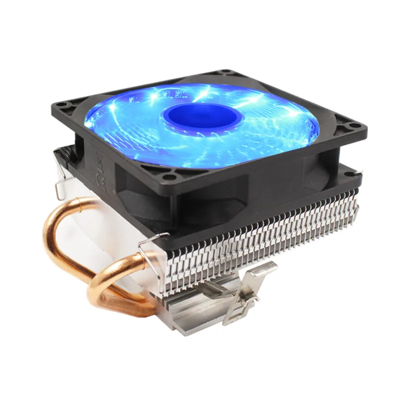 Blue Light 90mm RGB светодиодный кулер охлаждения процессора 2 heatpipe cpu вентилятор 3Pin ПК охлаждения 90 мм вентилятор радиатора для LGA/775/1158/1366/AM4/AM3/AM2+/AM2 - Цвет лезвия: Blue Light 90mm