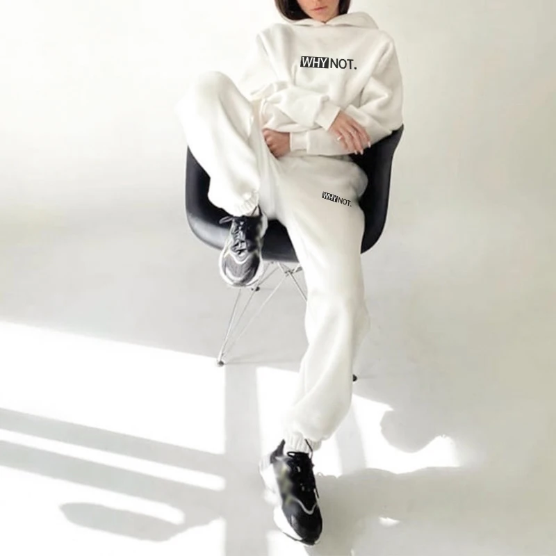 

Long Sleeve Letter Print Women's Suit Tracksuit Hoodie Casual Sportwear Female Oversize Two Piece Set Tracksuits Spring Fashion