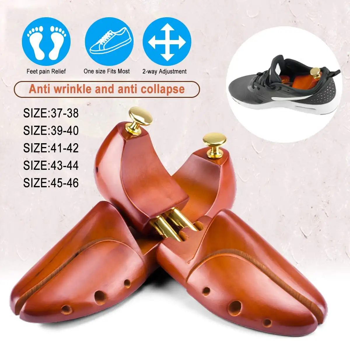 

Adjustable Pairs Size 37- 46 Heavy Duty Premium Cedar Wood Shoe Tree Tube Adjustable Wooden Shoe Tree Shaper