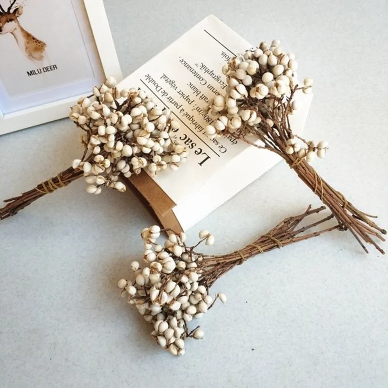 

Natural Mushrooms Grass Small Ginkgo Dried Flower DIY Hand-Made Garland With Material White Barley Hipster Decorative Branches