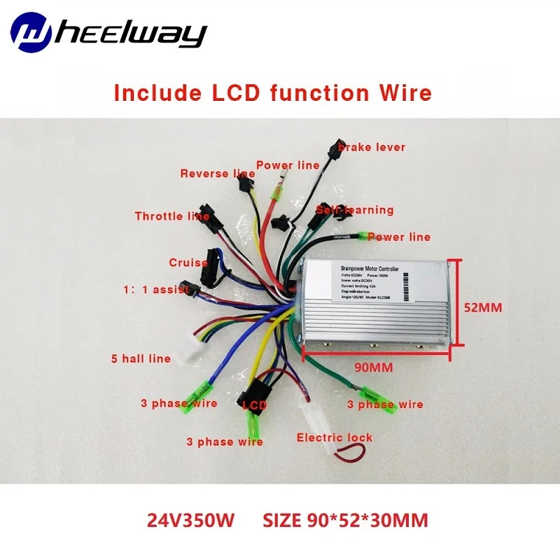 24V with LCD line 24 В/36 В/48 в 350 Вт MOFSET бесщеточный контроллер BLDC контроллер для электровелосипеда и скутера BLDC контроллер - Цвет: 24V with LCD line