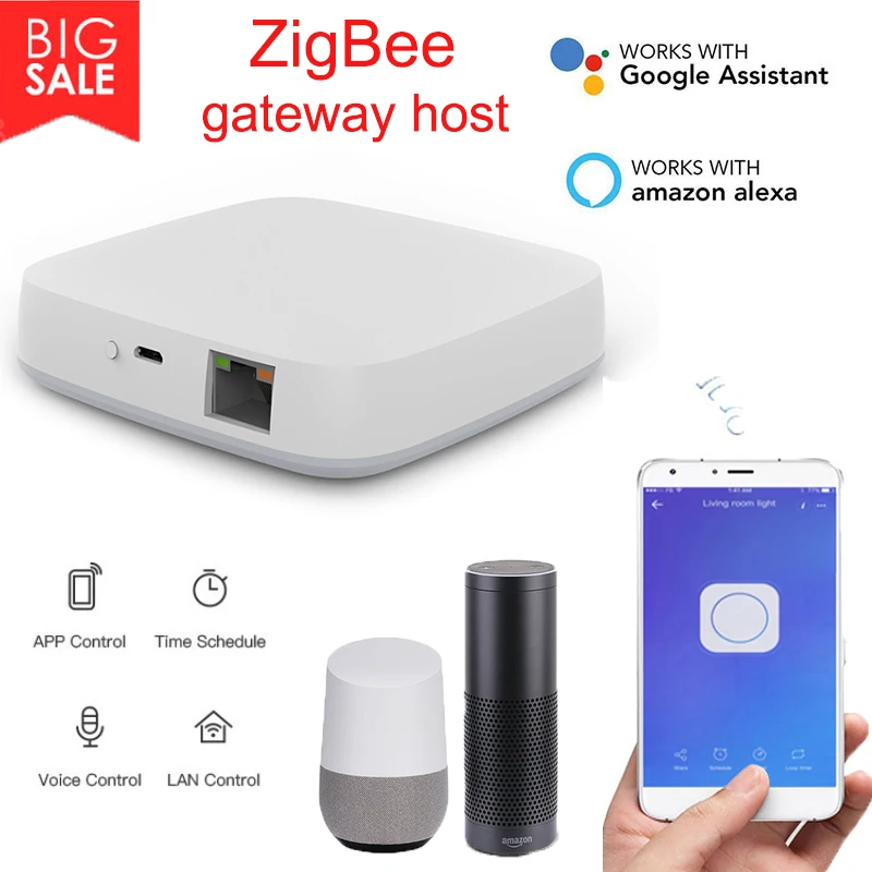 

Умный шлюз ZigBee, Wi-Fi, совместим с Alexa, Google Home, Tmall Wizard