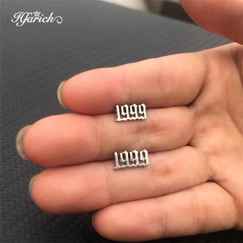 Hfarich индивидуальные серьги из нержавеющей стали год Номер 1980 1996 2002 для женщин и