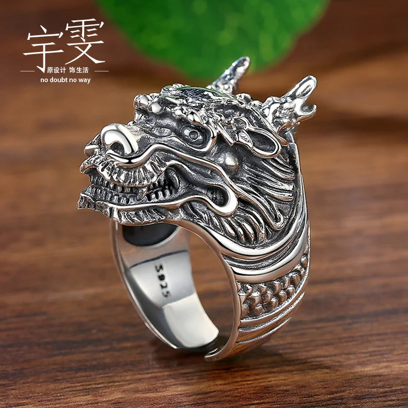 

New style bibcock personality 999 silver domineer ring silver ring