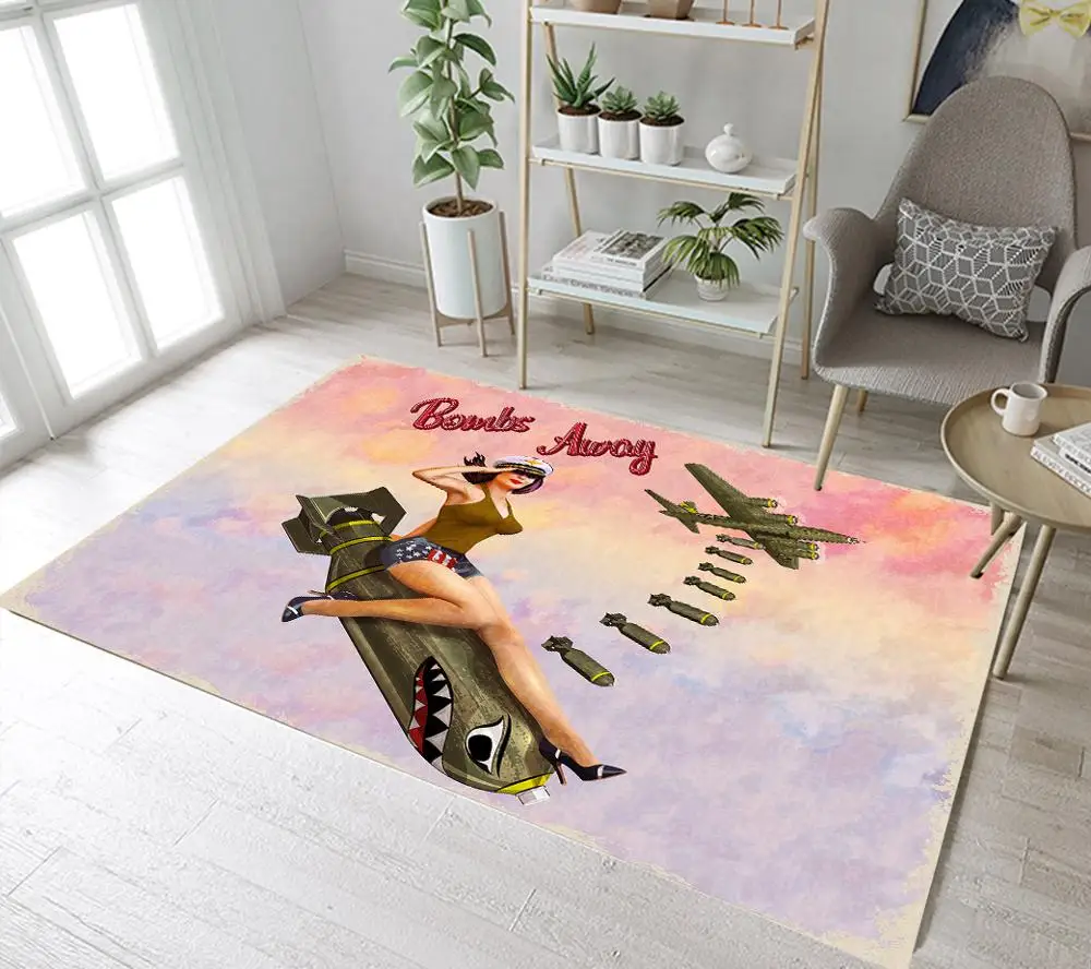 Напольный ковер в стиле ретро пристегивающаяся дверь для девочек с бомбой