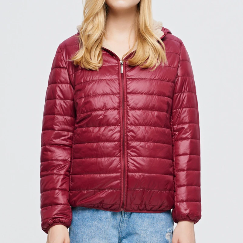 Short-Wine Red Женские зимние теплые пальто бархатная шерсть ягненка джемпер с капюшоном повседневные новые куртки с капюшоном уличная туристическая одежда спортивное пальто для женщин - Цвет: Short-Wine Red