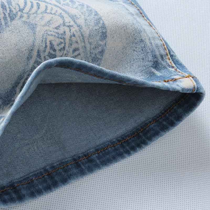 

KIOVNO Summer Men Fashion Printed Jeans Shorts Hip Hop Pattern Casual Denim Shorts For Male Washed Size 28-38