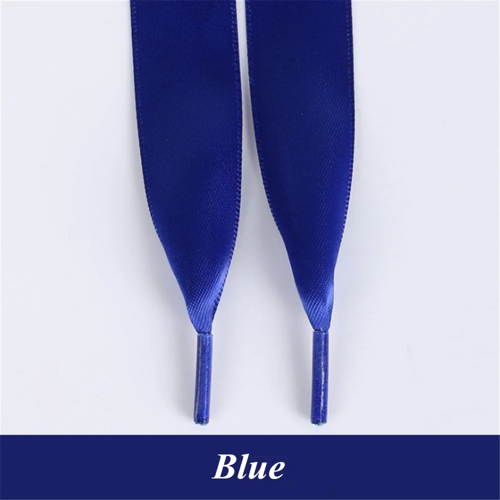 Blue 1 пара 80 см-160 см шелковые ленты полиэфирные шнурки для ботинок плоские шнурки обуви кроссовки спортивная обувь кружева Прямая 30 цветов - Цвет: Blue