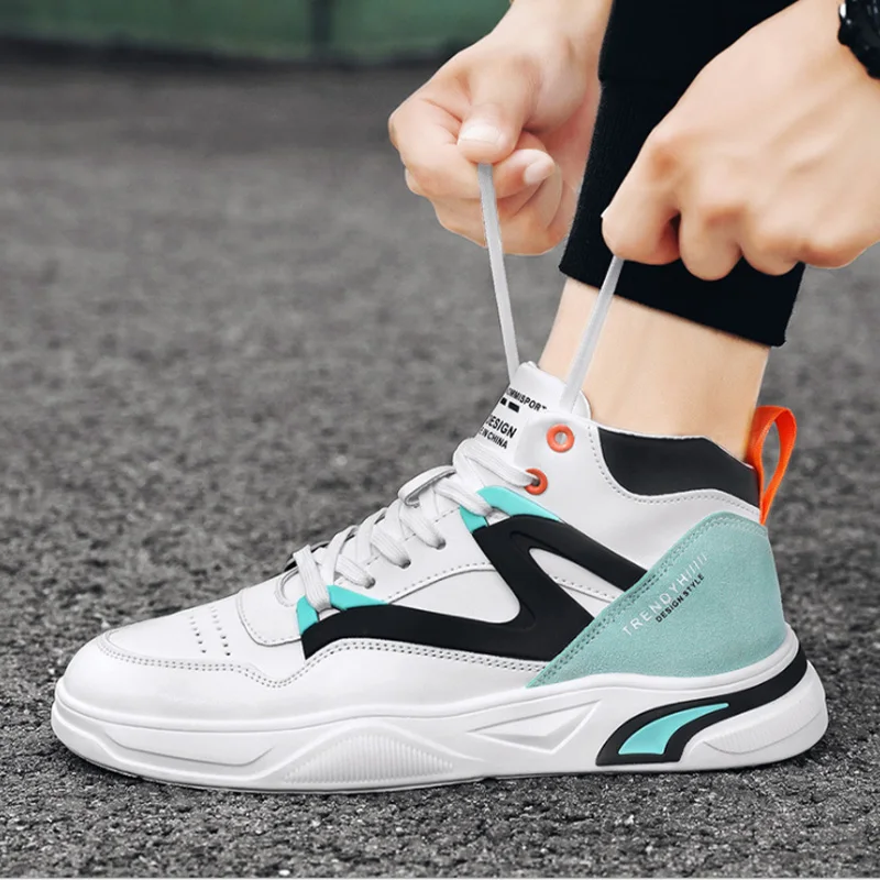 

Мужская весенне-Осенняя обувь для бега с высоким верхом, мужская повседневная обувь, Баскетбольная обувь, обувь с вулканизированной подошв...