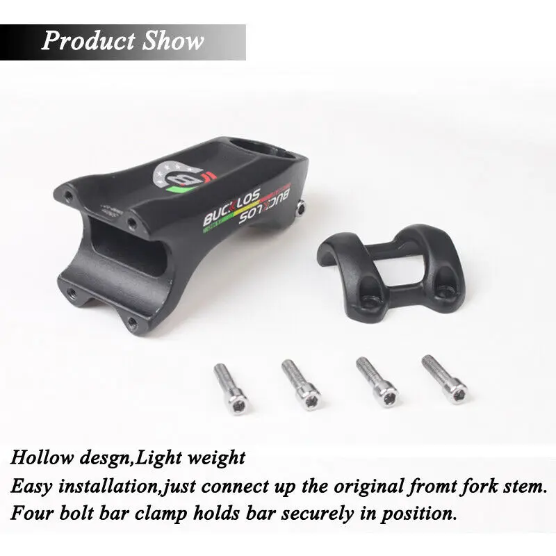 

BUCKLOS Bicycle Handlebar MTB Aluminum Alloy Straight Bar 31.8mm 660/720/780mm Flat Riser Bar -17degree 80/100mm Stem Bike Part