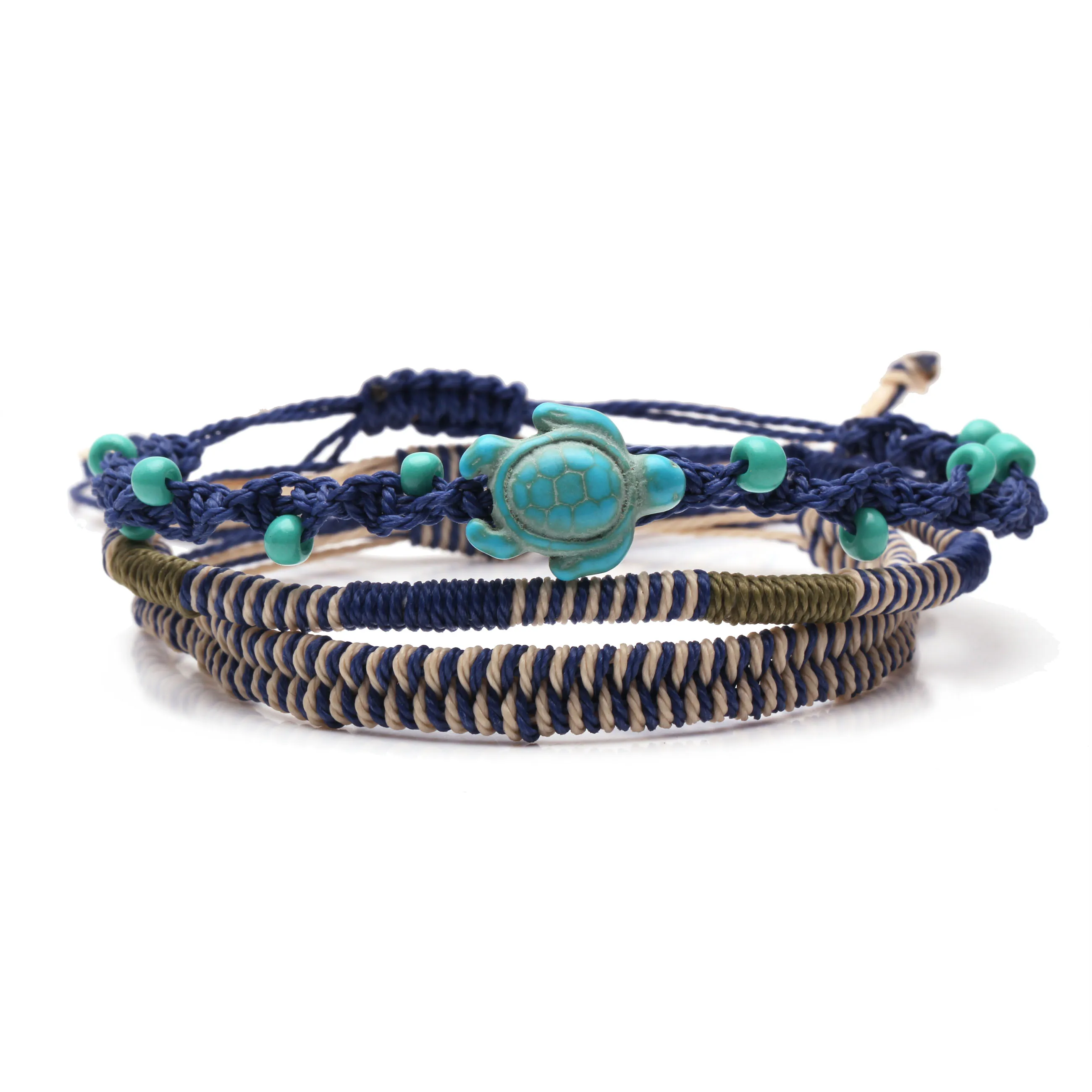 Boho водонепроницаемый вощеный плетеный браслет с морской черепашкой женский и
