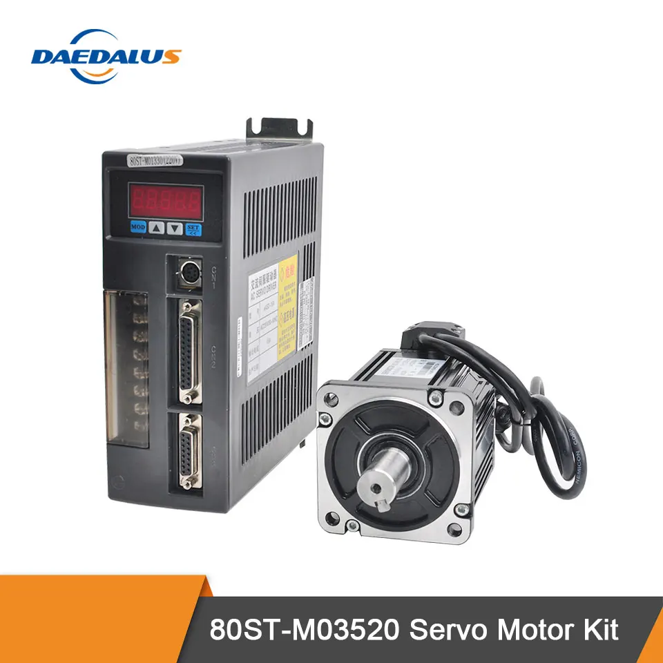 AC серво двигатель в комплекте 80ST M03520 однофазный Серводвигатель 220V 3.5N.m мотор