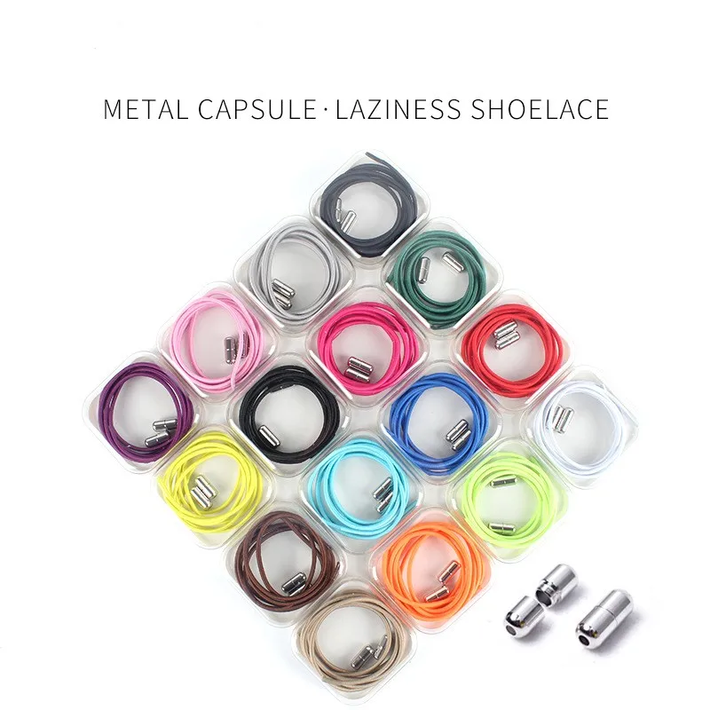 

1pair Shoelaces Elastic Locking Round No Tie Shoe Laces Kid Adult Sneakers Shoelaces Quick Lazy Shoe Lace Shoestrings Metal Lock