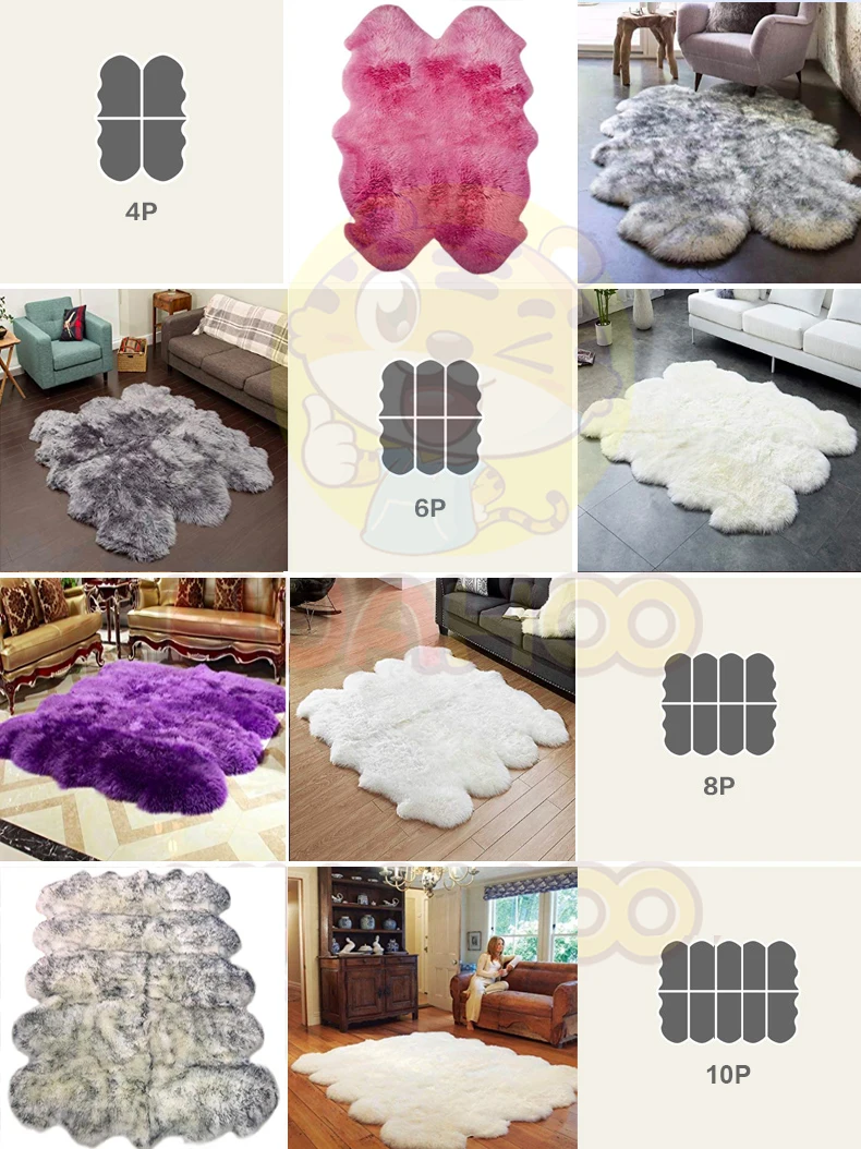 2P большой ковер из натуральной овчины белый мягкий шерсти для спальни диван