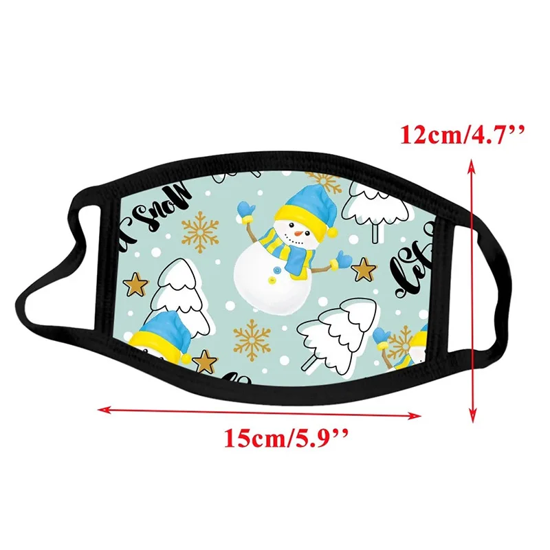 

Christmas Masks Children Reusable Washable Face Mask Cotton Snowman Printed Dust Breathable Protective Mouth-muffle Mascarillas